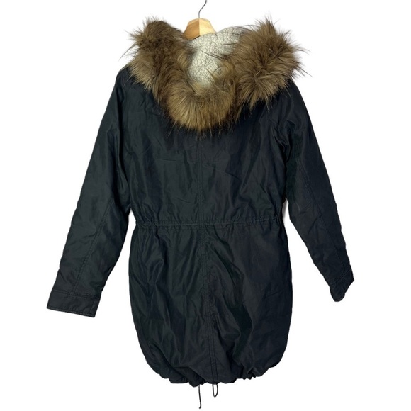 Abercrombie & Fitch Navy Blue Sherpa Lined Military Parka Jacket M - Picture 3 of 9